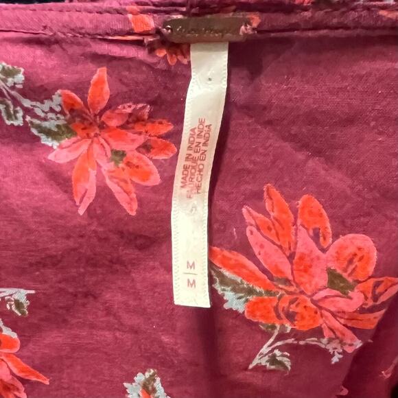 Free People Amanda Ruffle Wrap Top Sultry Combo Size Medium 100% Cotton Girly - Picture 5 of 7